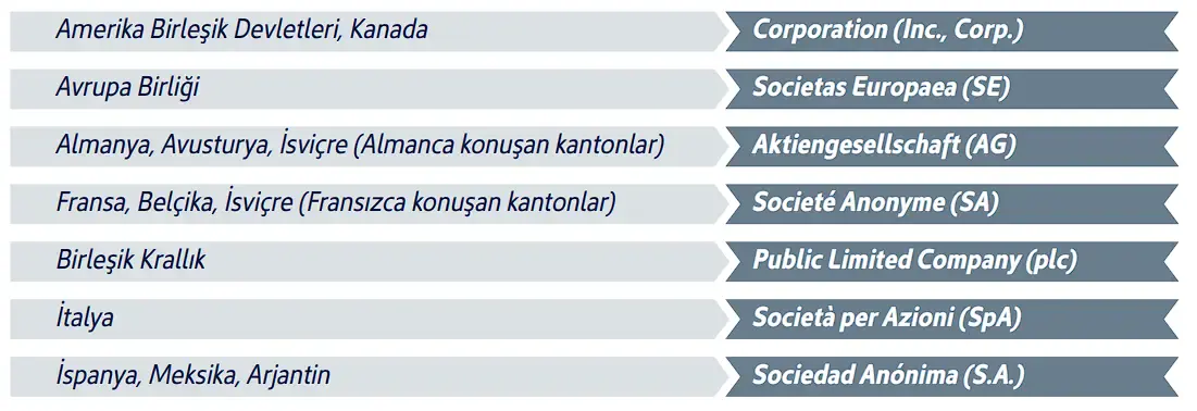 anonim şirket isimleri